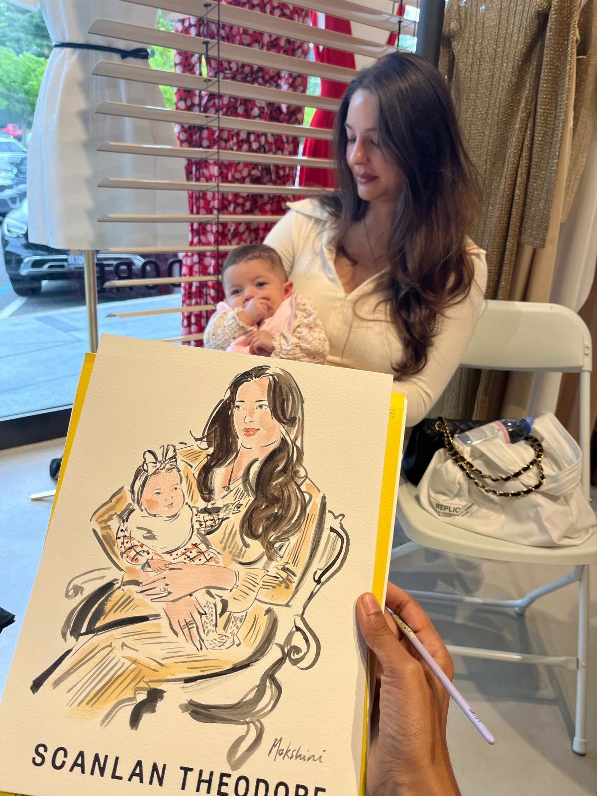 Guest and Mokshini's sketch of her and her baby