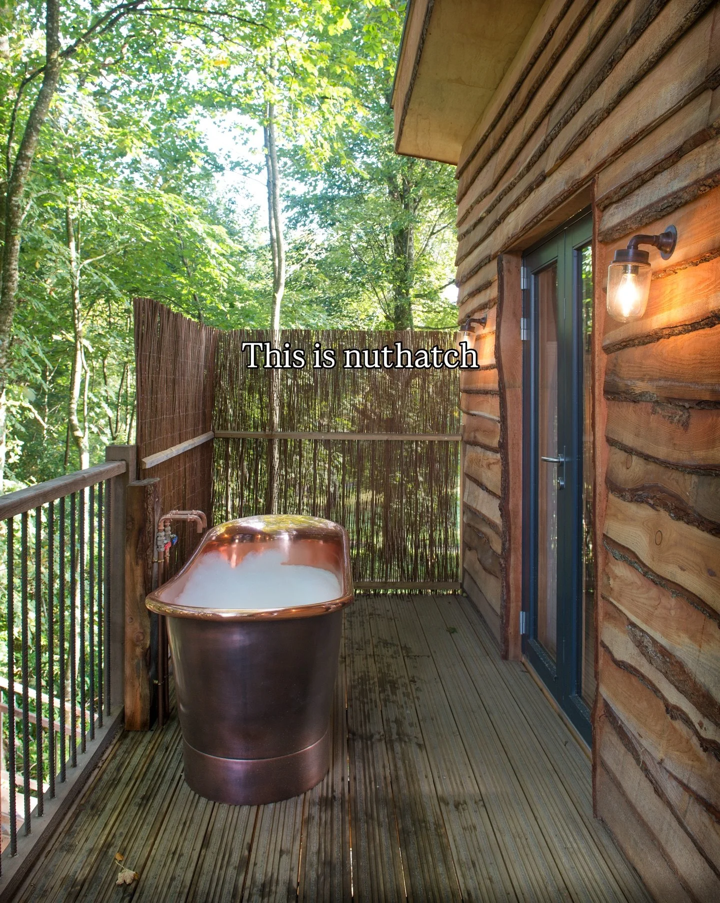 Our gorgeous lanrick treehouse with an outdoor bath and BBQ on the decking 

You&rsquo;ll be welcomed with a hamper for breakfast the most peaceful surroundings. 

We have availability this Friday to Sunday. Who&rsquo;s in?