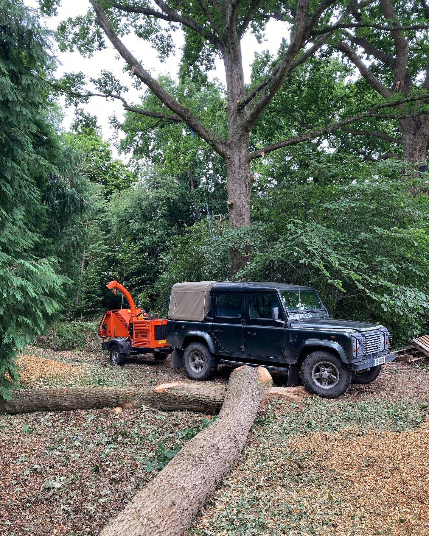 Thinning a few Oak trees out for a client in Lingfield. The Valtra wasn&rsquo;t struggling with this load! These stems are on their way to a local sawmill and the timber will be used to construct a pergola on the client&rsquo;s property. #keep it loc