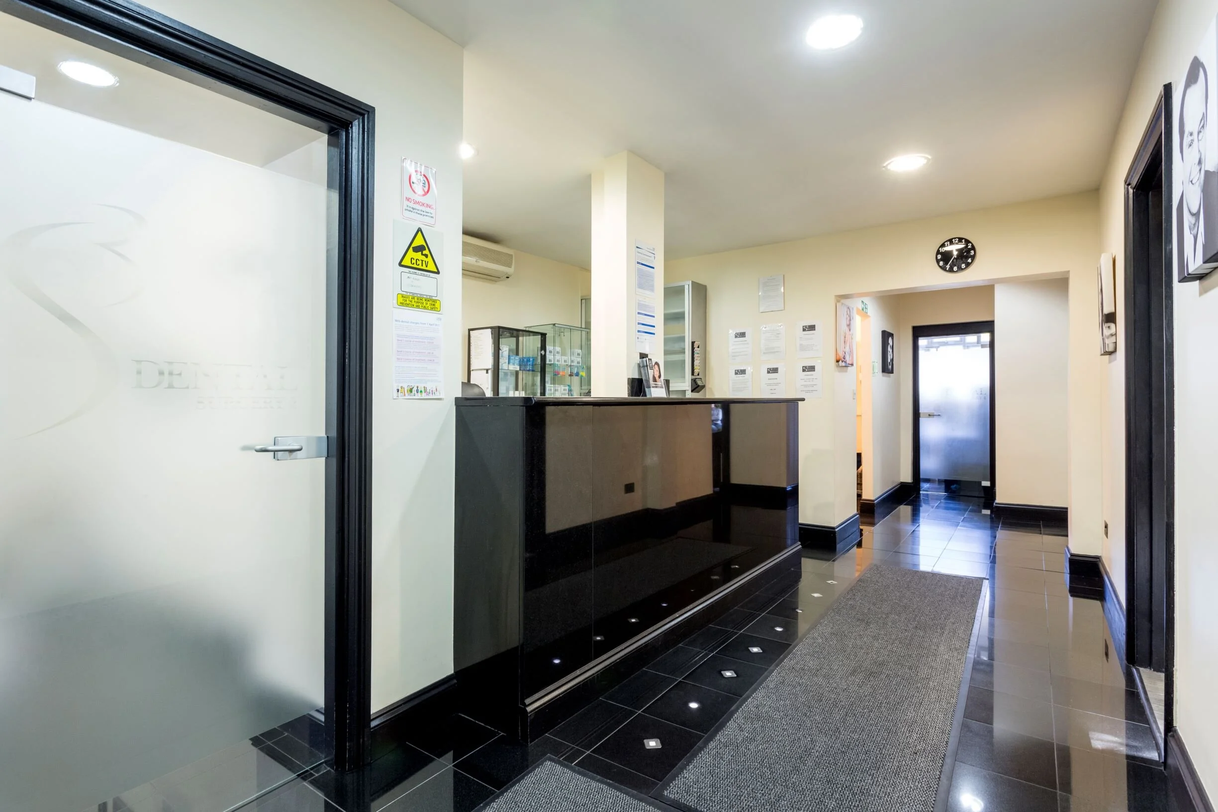 Welcoming S3 Dental reception and patient lounge in Eltham, South East London