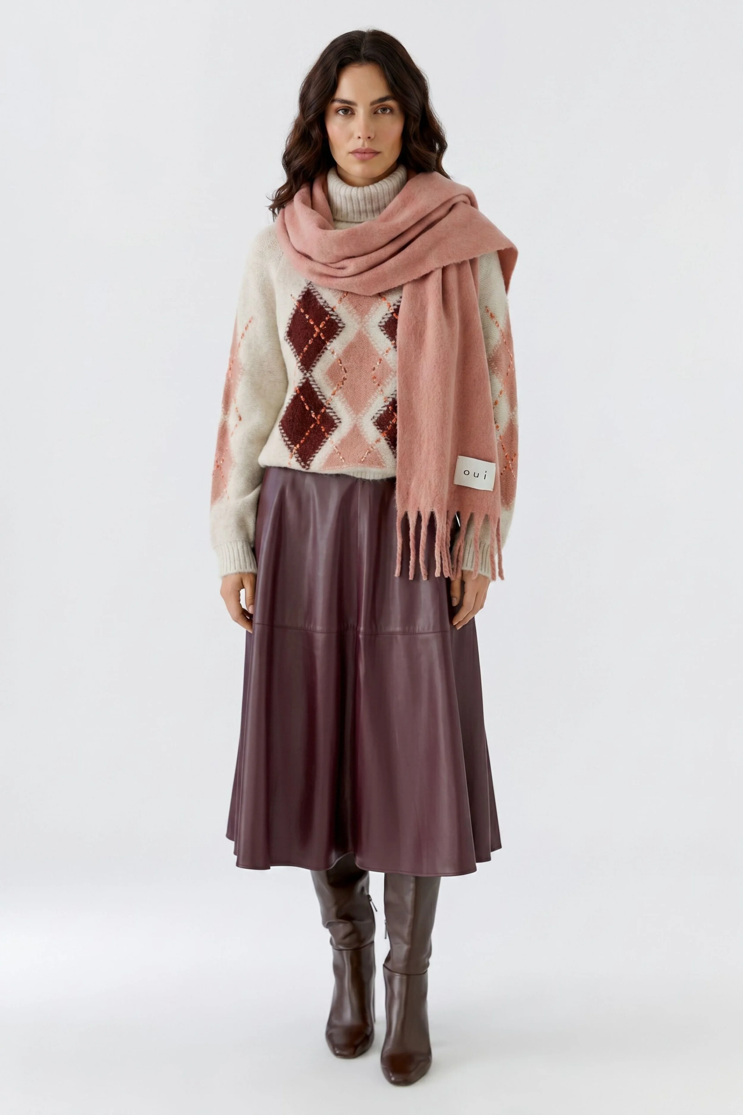 COMING SOON - Extra Long super soft non wool scarf in Rose  80009 //  3282