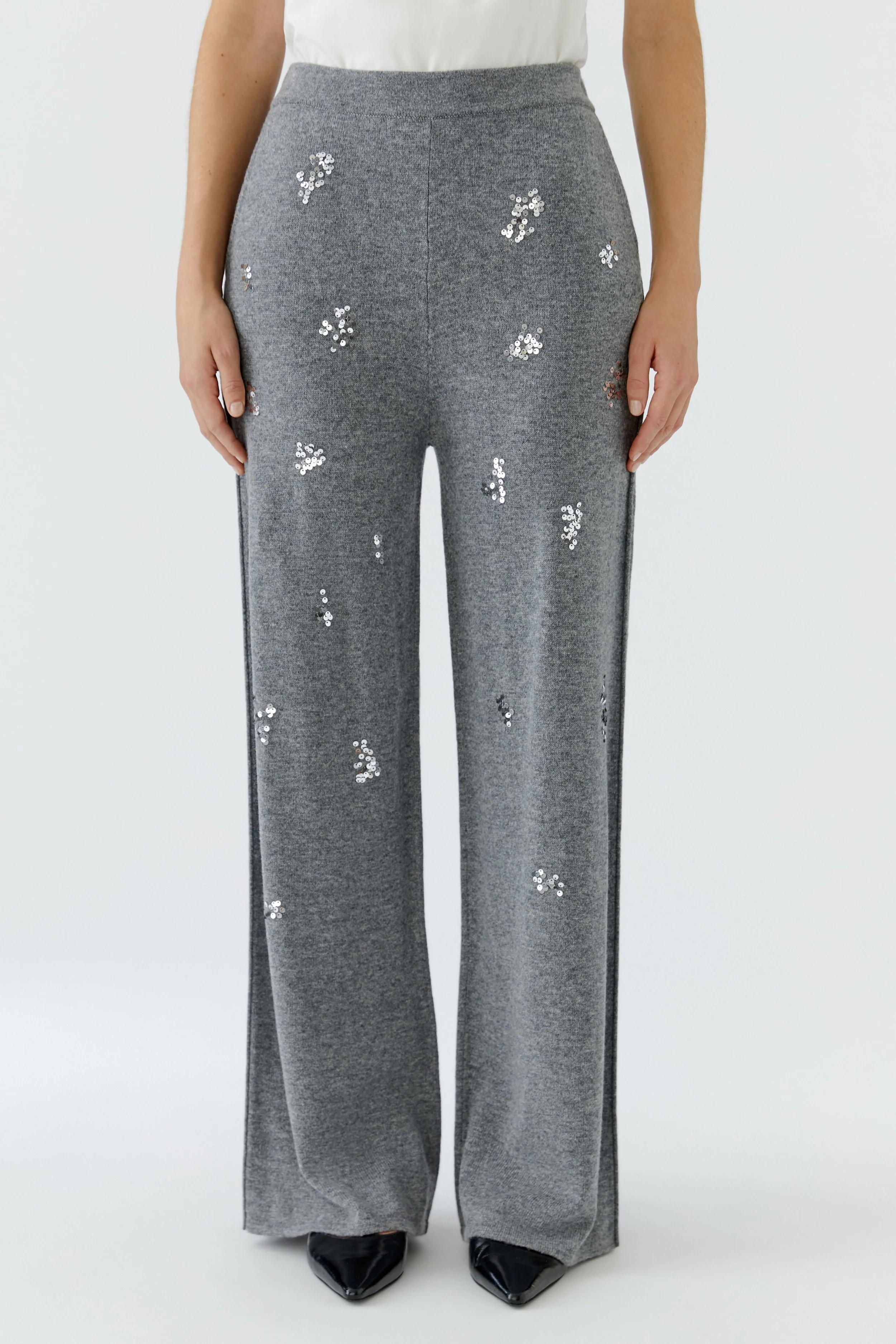 COMING SOON- Wool Blend knitted Sports Luxe Trouser with sequin Embellishment 99756
