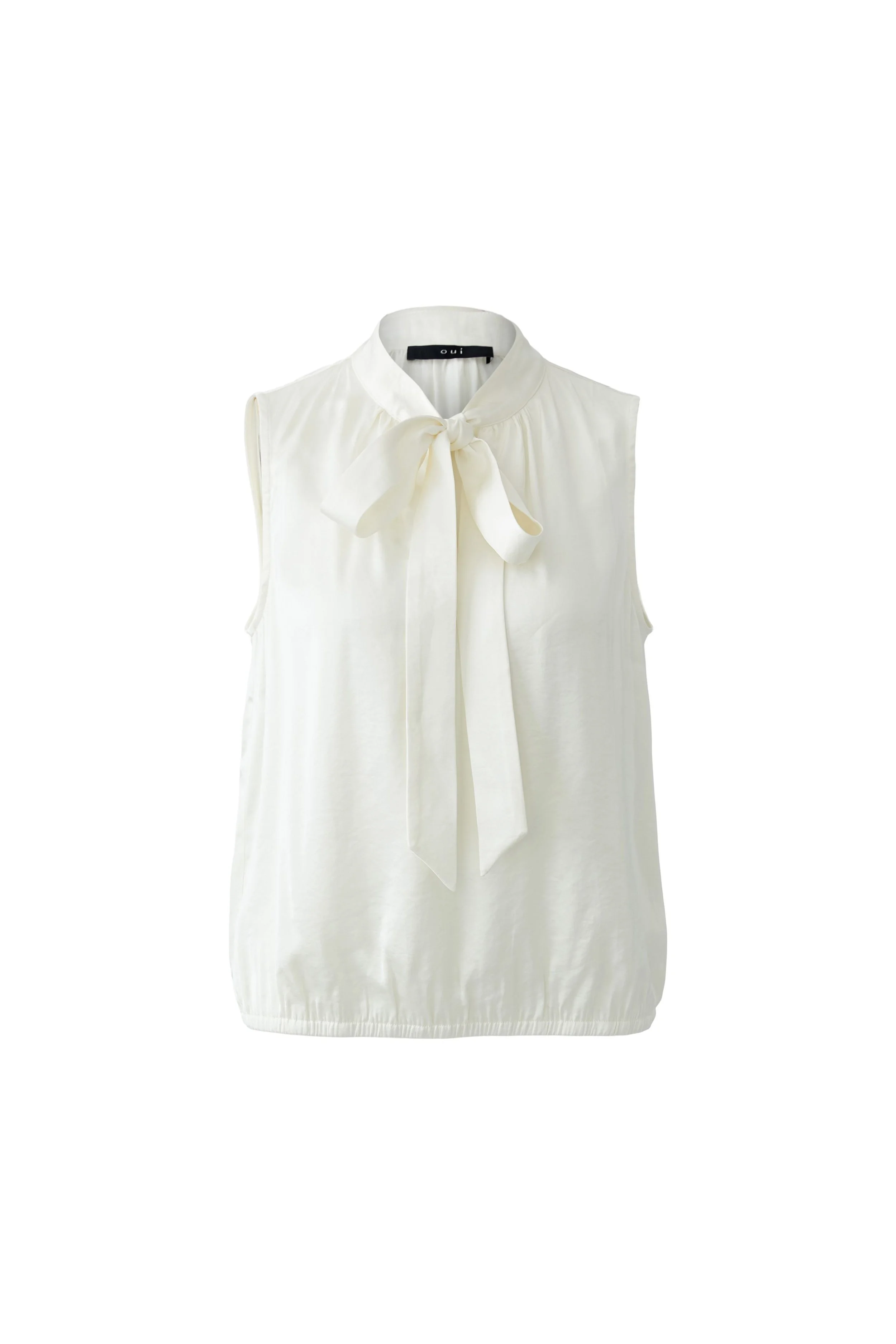 COMING SOON - Sleeveless Bow Front Satin Top in Cream 100008 // 1018