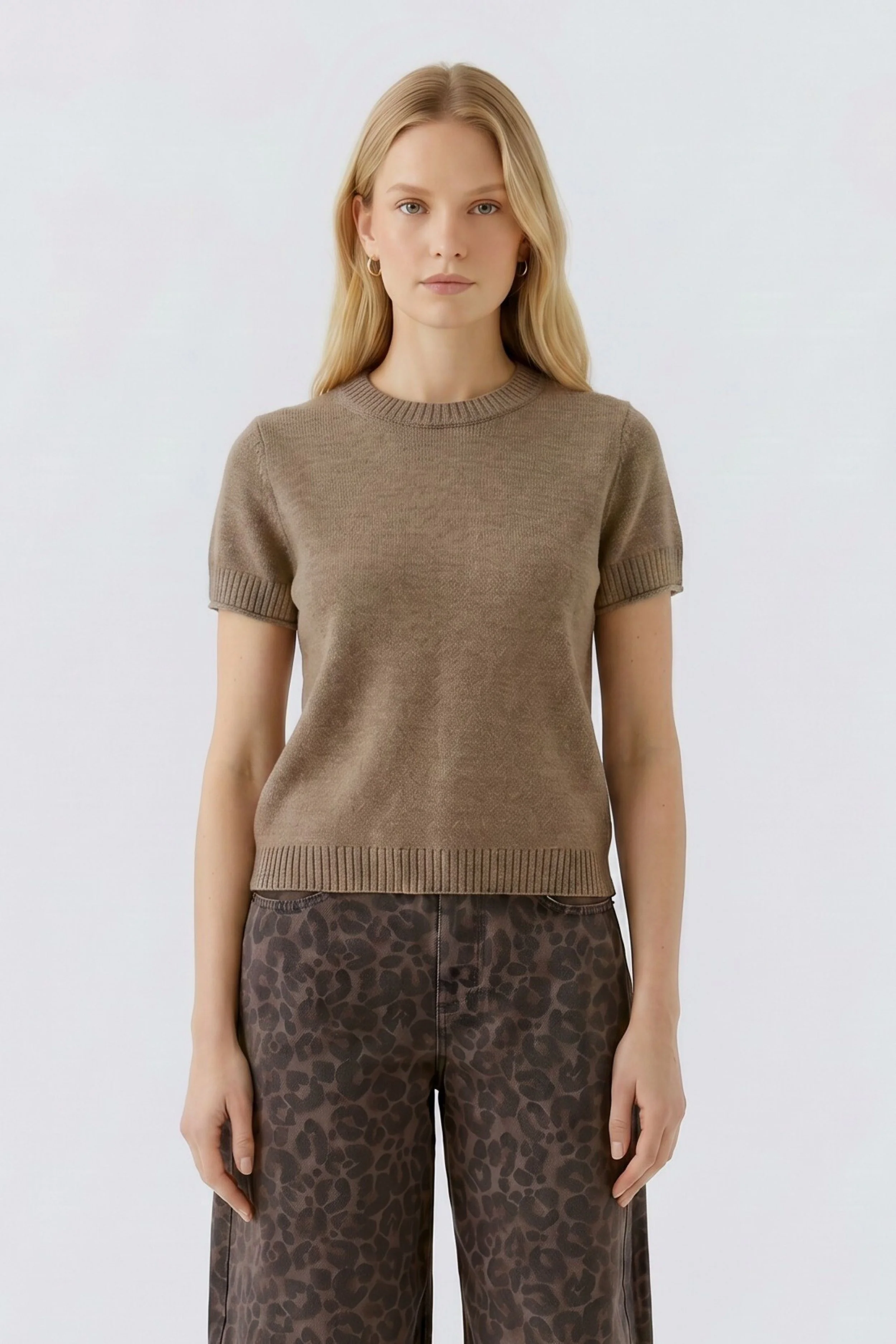 Short Sleeve Knit in Taupe  98007  //  8101