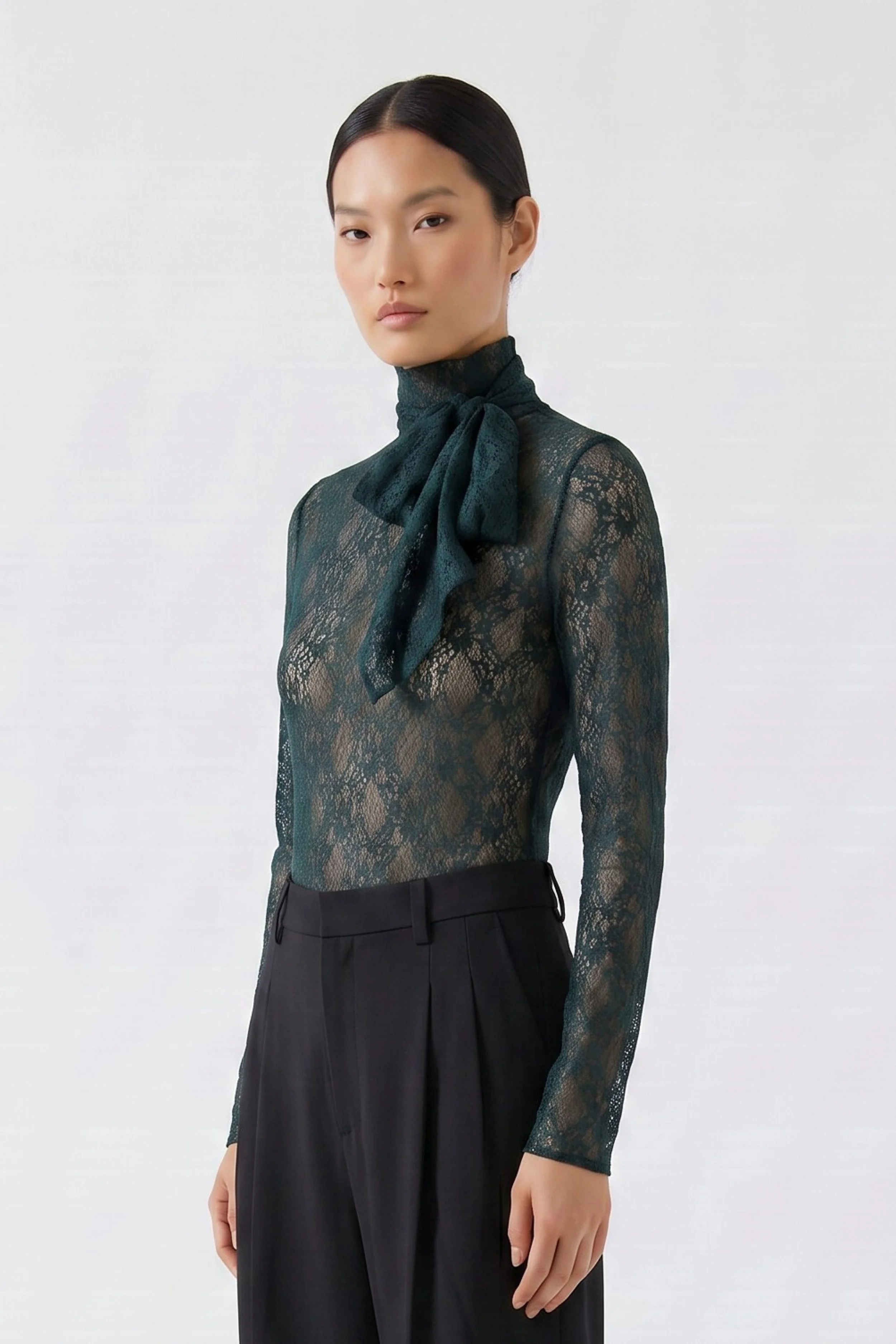 COMING SOON - Stretch Lace Top in Scarab Green  99907  // 6684