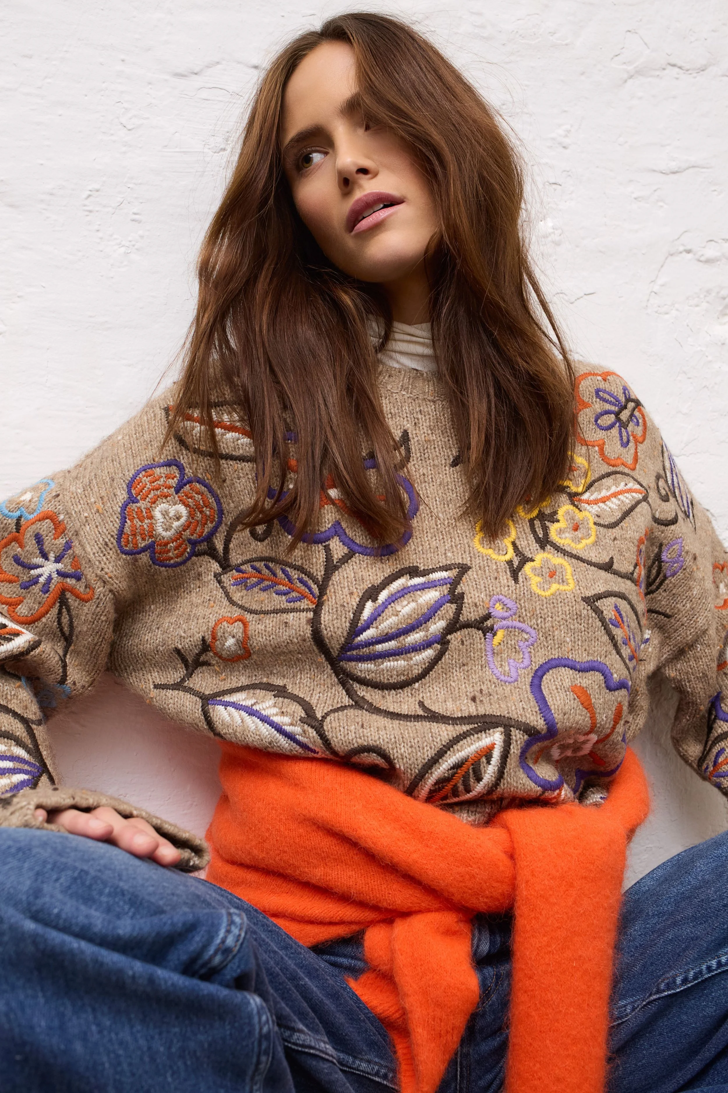 Wool Blend embroidered Knit 97992  //  0754