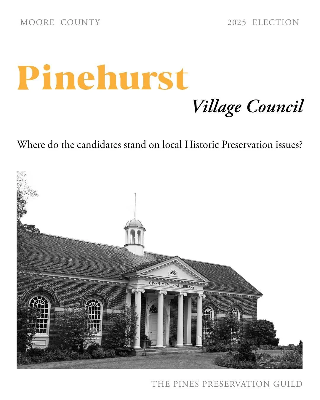 In continuation of our series highlighting the candidates running for public office this election season, today we're focusing on the on the candidates running for Village Council in Pinehurst.

In our interview, we ask questions regarding how each c