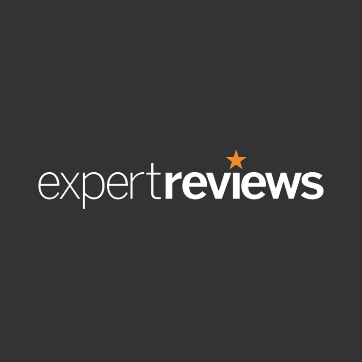 Expert Reviews logo with white text on a dark gray background and an orange star over the letter 'v'.