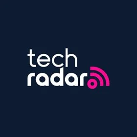 Tech Radar logo with white text and pink Wi-Fi symbol on a dark blue background.