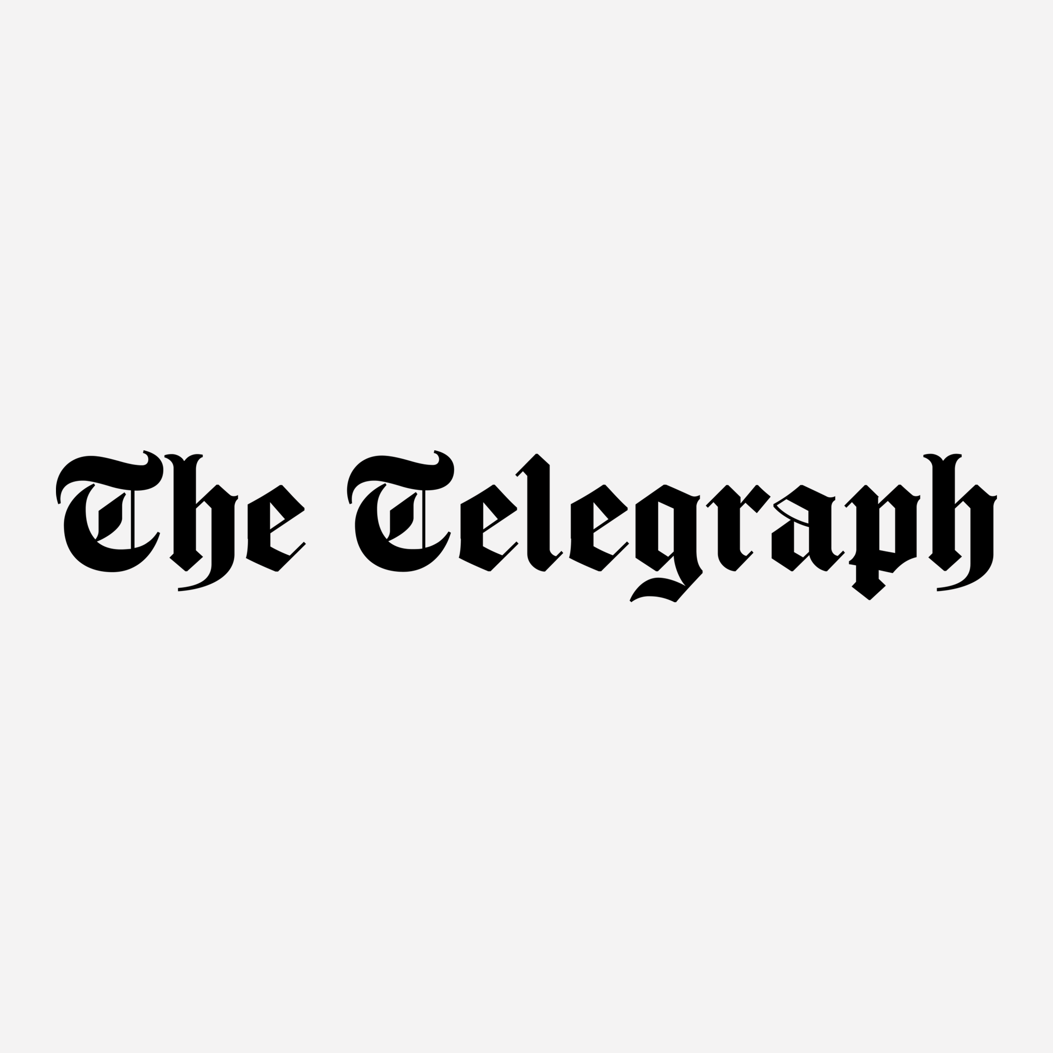 The logo of The Telegraph with black Gothic-style text on a light gray background.