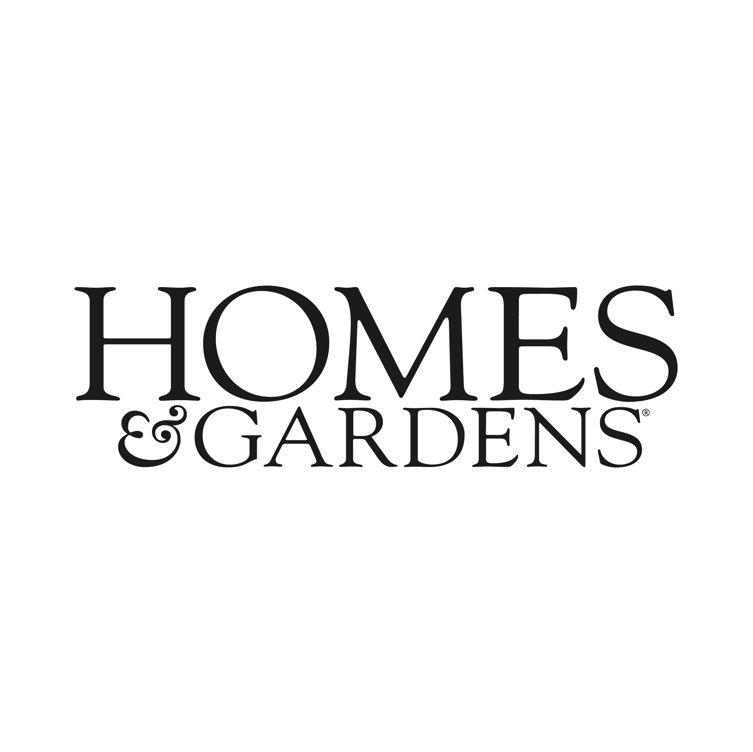 Logo of Homes & Gardens with black text on a white background.