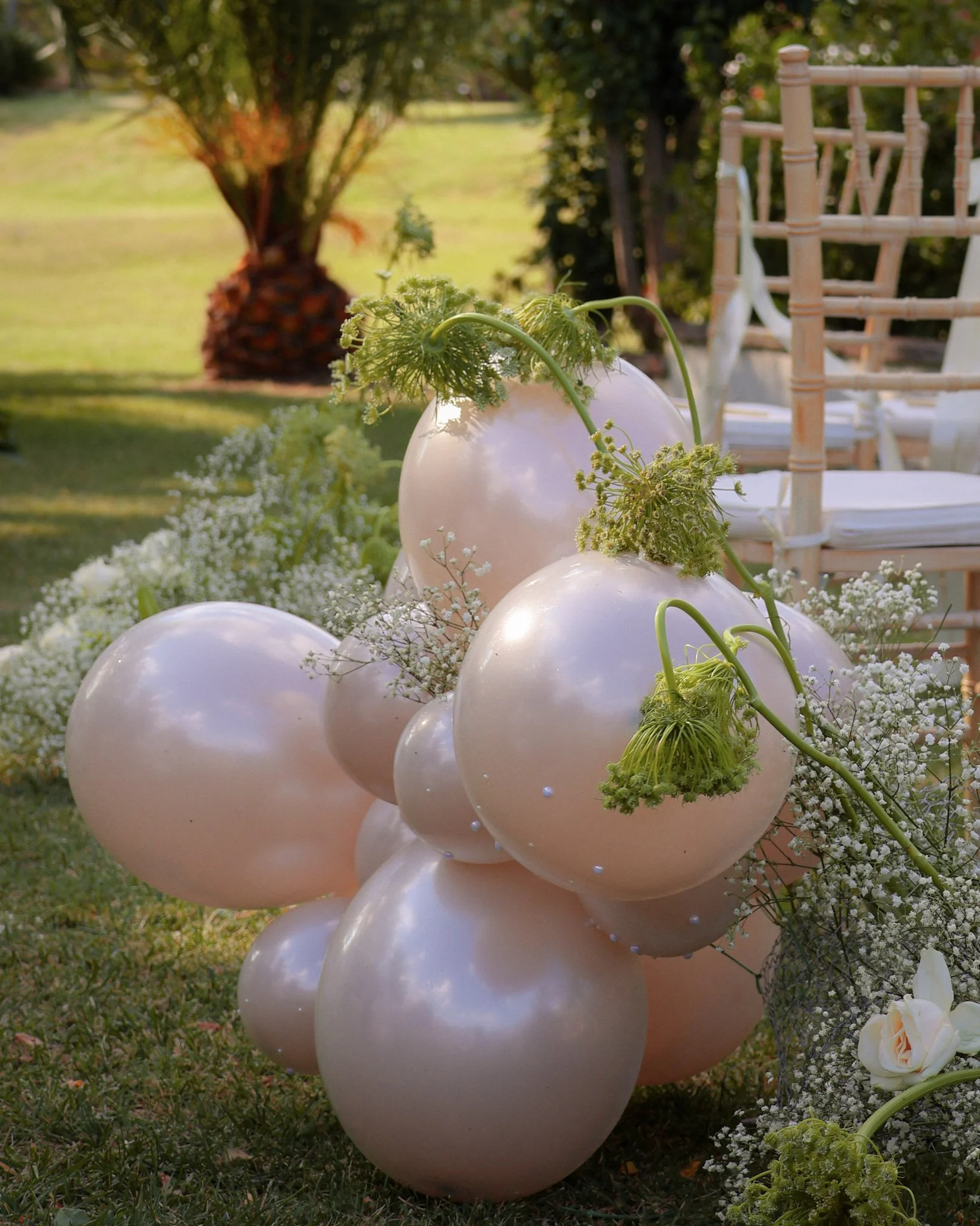 palloncini e nebbia cerimonia matrimonio 