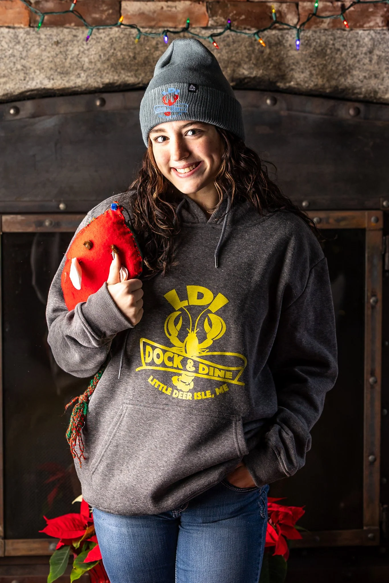 Yellow Logo Dock and Dine Pull Over Hoodie