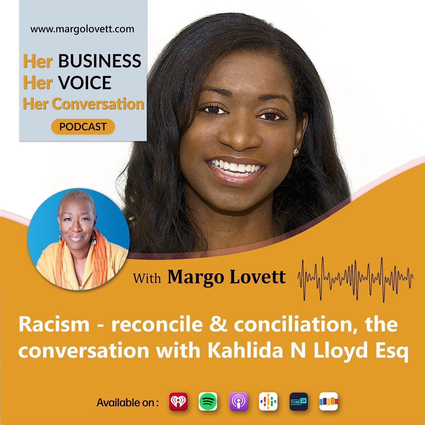 Thank you @margolovett70 for featuring me on Her Business, Her Voice, Her Business! Check out this podcast episode where I talk about reconciliation, conciliation, Mission Reconcile @iamareconciler and my racial healing &amp; equity consulting as a w