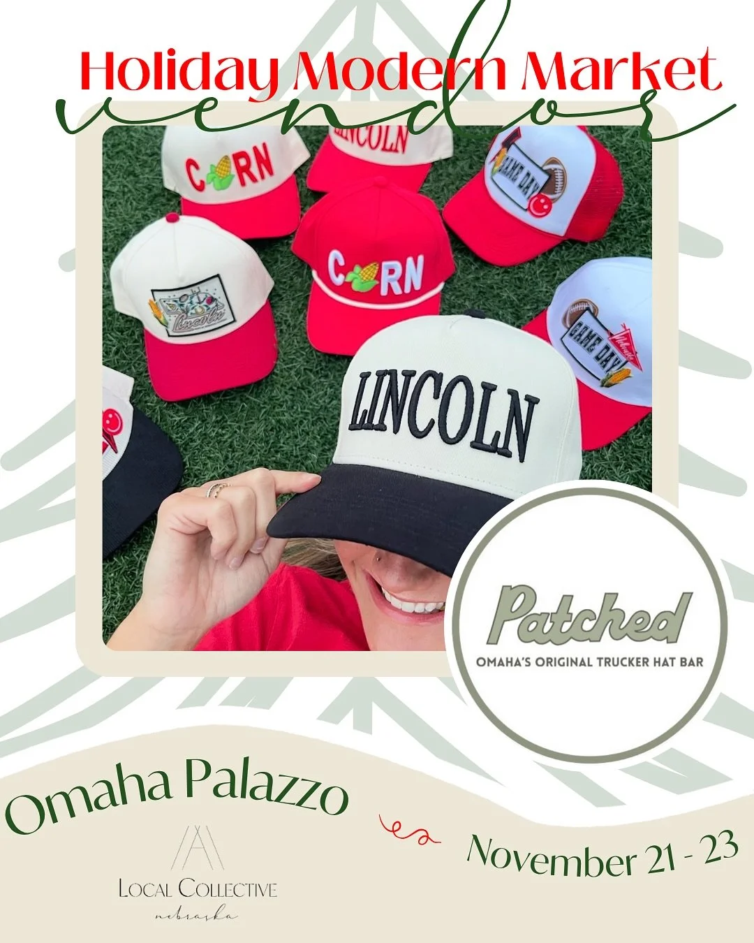 The possibility for custom hats is endless with @shoppatched ! Check them out at our Holiday Modern Market! 🧢🎄

PATCHED HATS | @shoppatched 

🗓️Friday, November 21 | 5pm-8pm **LADIES NIGHT!
🗓️Saturday, November 22 | 10am-4pm
🗓️Sunday, November 2