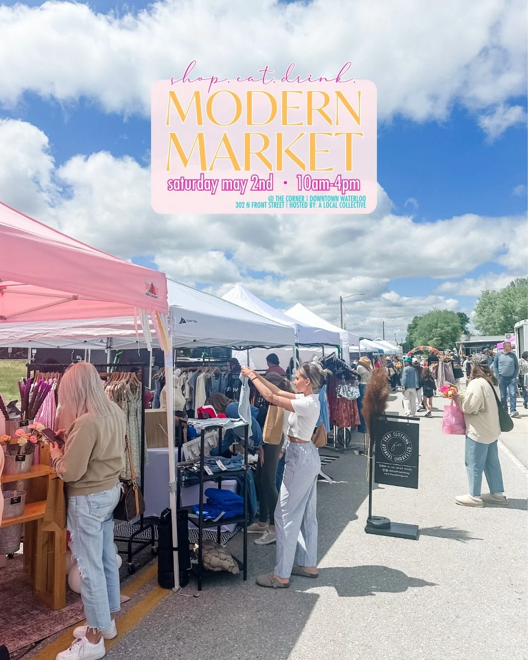 SPRING MODERN MARKET 

🛍️ 50+ Small, Local Businesses 
🗓️ Saturday, May 2nd | 10am-4pm
📍 302 N Front Street Downtown Waterloo | @thecornerwaterloo 
🎉 Shop &bull; Drink &bull; Eat
🪩 FREE EVENT &bull; FAMILY + DOG FRIENDLY 

Check out &amp; RSVP o