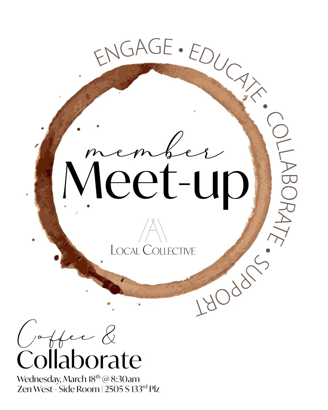 Our next ALC Member Coffee + Collab is next week! 📣

All Active ALC Members are invited to join us 3/18 at @zencoffeeco for a relaxed collab environment over coffee! Get to know other small biz owners in our community, ask questions, give feedback a