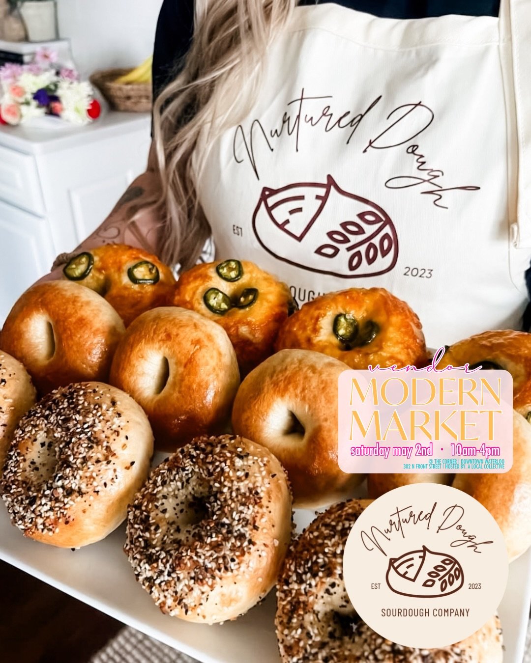 Nurtured Dough Co. will have fresh baked sourdough breads, pastries &amp; bagels ready for you at our Spring Modern Market! 🥖🥯🍞

NURTURED DOUGH | @nurtureddough.co 

🛍️ 50+ Small, Local Businesses 
🗓️ Sat. May 2nd | 10am-4pm
📍 302 N Front Stree