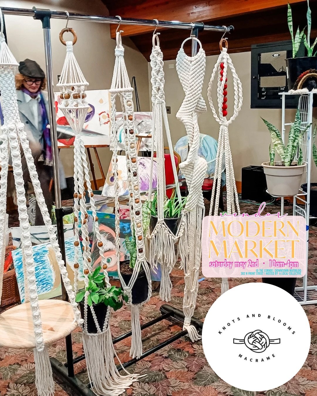 Check out the unique, handmade macrame pieces Knots and Blooms Macrame is bringing to our Spring Modern Market! 🌸 

KNOTS AND BLOOMS | https://www.facebook.com/share/18YKu2GbFH/?mibextid=wwXIfr 

🛍️ 50+ Small, Local Businesses 
🗓️ Sat. May 2nd | 1