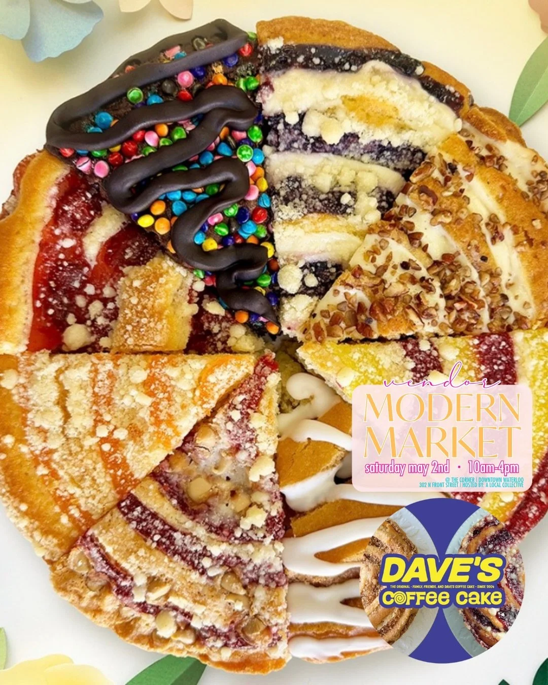 We are excited to have Dave&rsquo;s Coffee Cake popping up with their classic &amp; creative coffee cakes at our Spring Modern Market! 🌸

DAVE&rsquo;S COFFEE CAKE | @davescoffeecakes 

🛍️ 50+ Small, Local Businesses 
🗓️ Sat. May 2nd | 10am-4pm
📍 