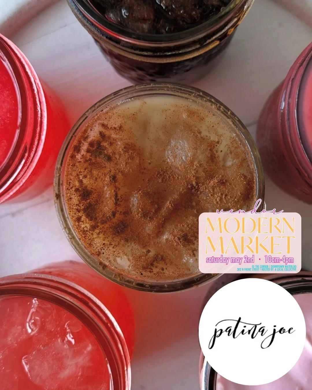 By popular demand, Patina Joe will have their trendy, dirty soda bar set up ready to serve you all the fun combos at our Spring Modern Market! 🥤🌸

PATINA JOE | @shop.patinajoe 

🛍️ 50+ Small, Local Businesses 
🗓️ Sat. May 2nd | 10am-4pm
📍 302 N 