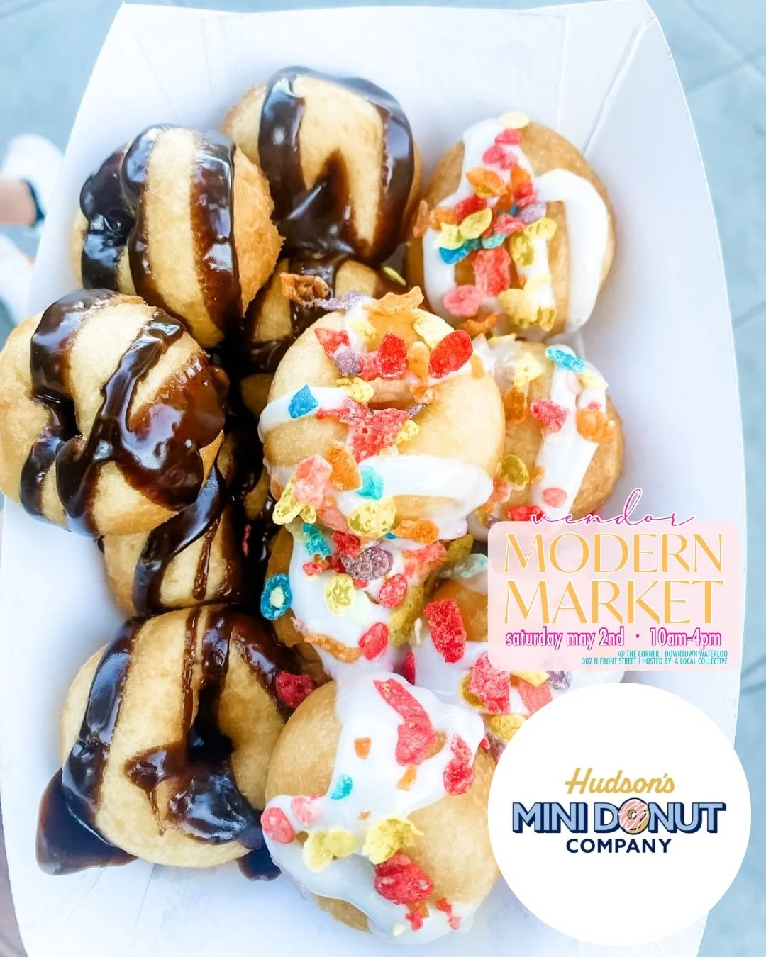 Hudson&rsquo;s Mini Donut Company food truck will be serving up fun, made to order mini donuts at our Spring Modern Market next week! 🍩 🤤 🌸

HUDSON&rsquo;S MINI DONUT CO | @hudsonsminidonutco 

🛍️ 50+ Small, Local Businesses 
🗓️ Sat. May 2nd | 1