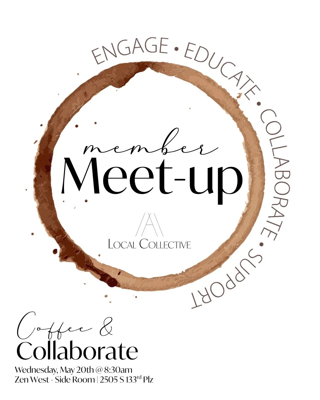 Our next ALC Member Coffee + Collab is tomorrowwww! 📣

All Active ALC Members are invited to join us Sednesday, 5/20 at @zencoffeeco for a relaxed collab environment over coffee! Get to know other small biz owners in our community, ask questions, gi