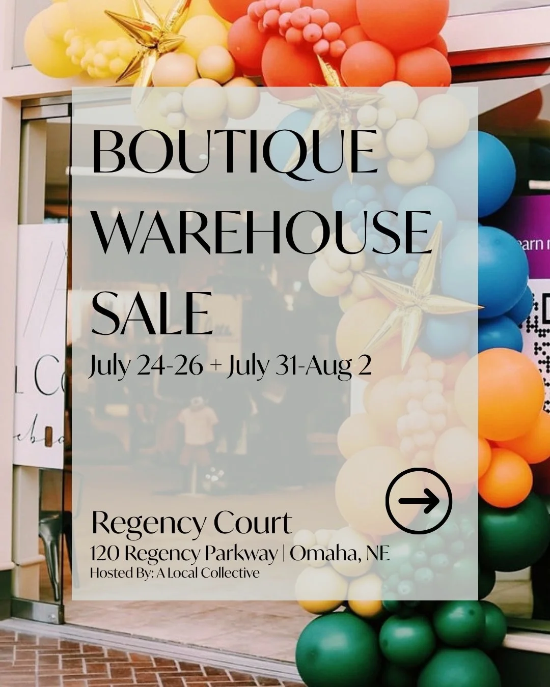 💛❤️💙🧡💚
This only happens TWICE  per year, so you don&rsquo;t wanna miss it! 🗓️🎉

WHAT: Semi-Annual Boutique Warehouse Sale 
Everything $5-$25!!

WHEN: TWO WEEKENDS!
&bull; Fri. July 24 | 10am-8pm (*9am-10am VIP Power Hour)
&bull; Sat. July 25 |