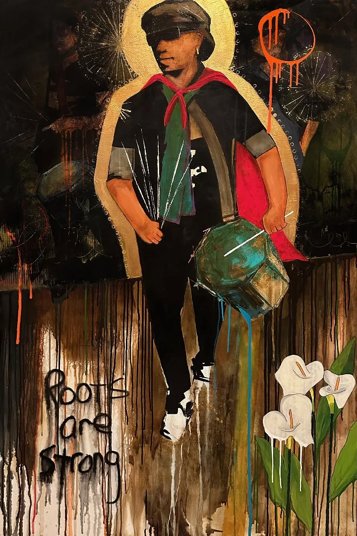 Roots Are Strong [The Journey to Freedom], 40" x 60", acrylic on canvas, 2022