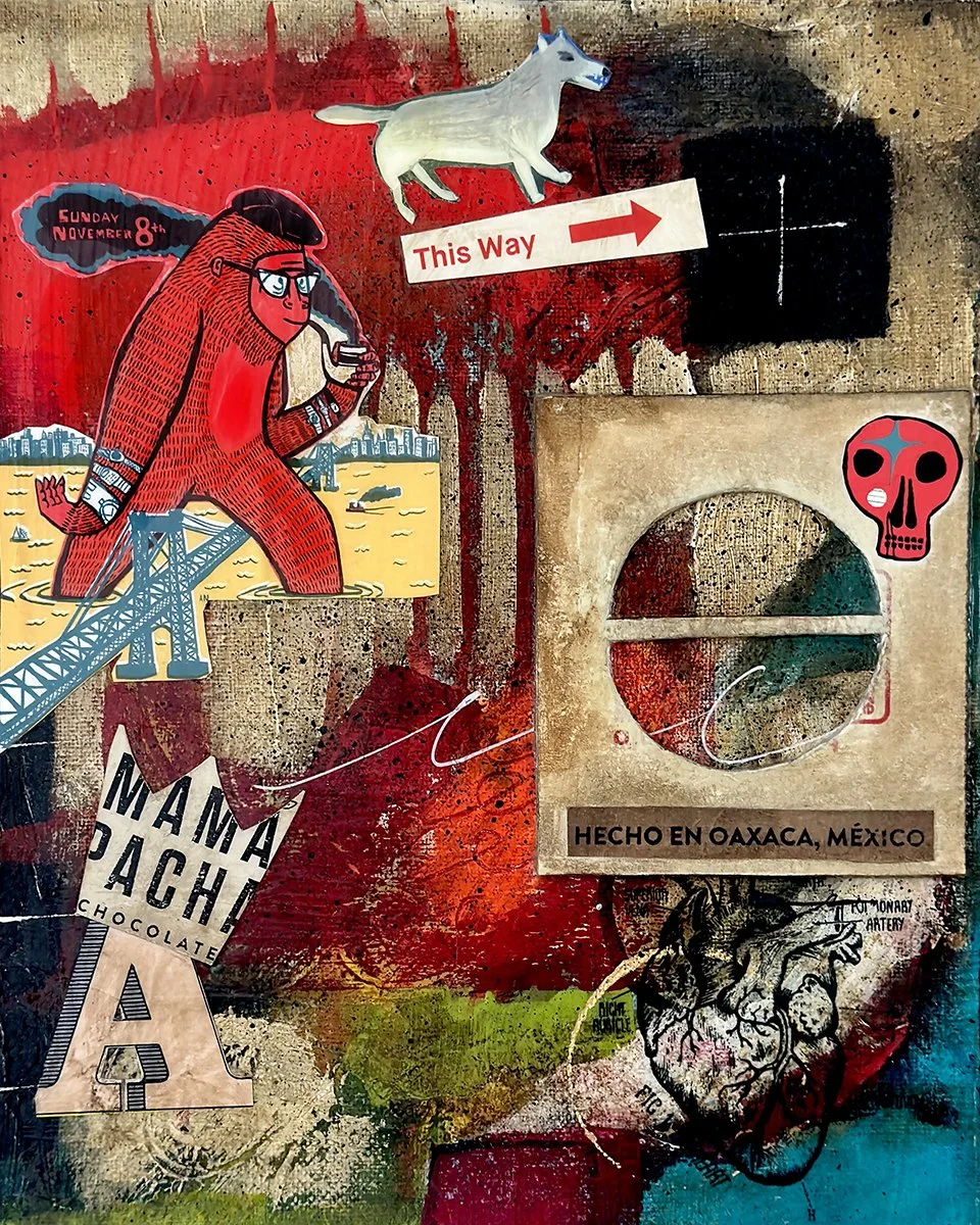 Pearling, mixed media, 8x10, 2025 