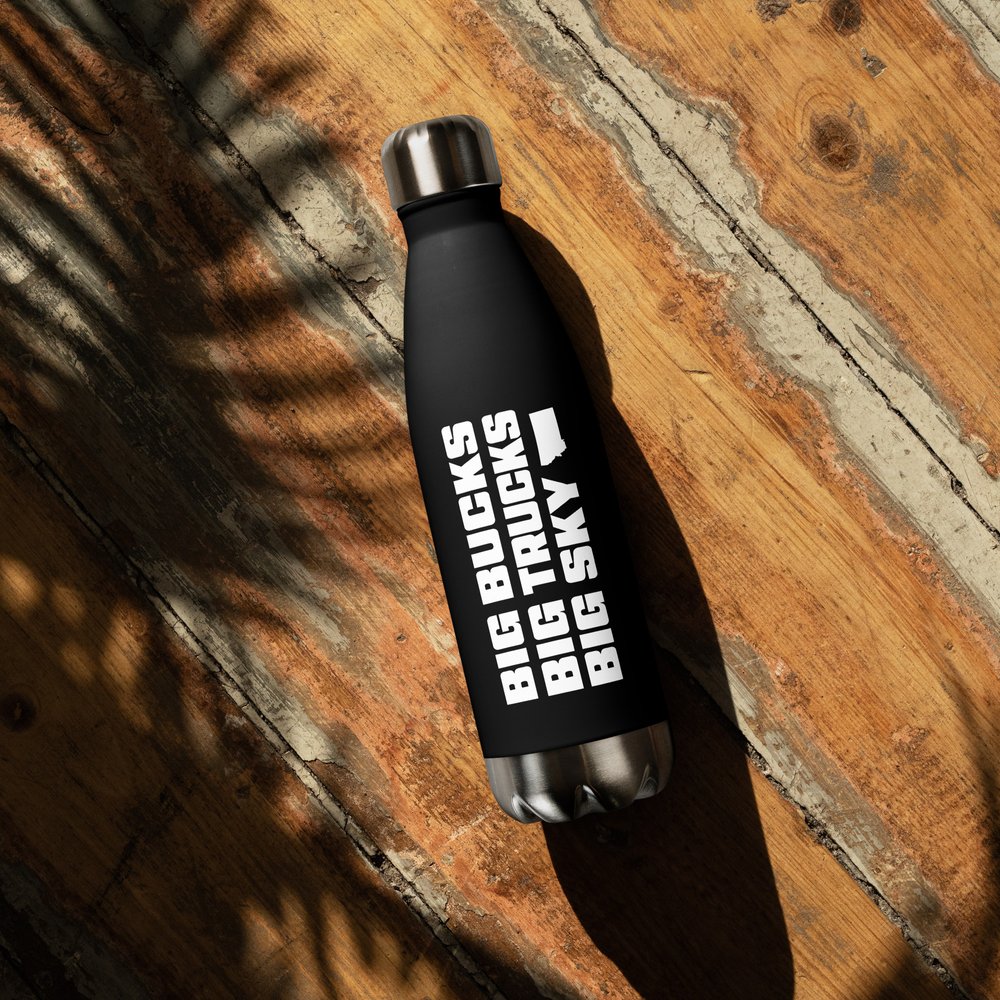 Big Bucks Big Trucks Big Sky - stainless steel water bottle