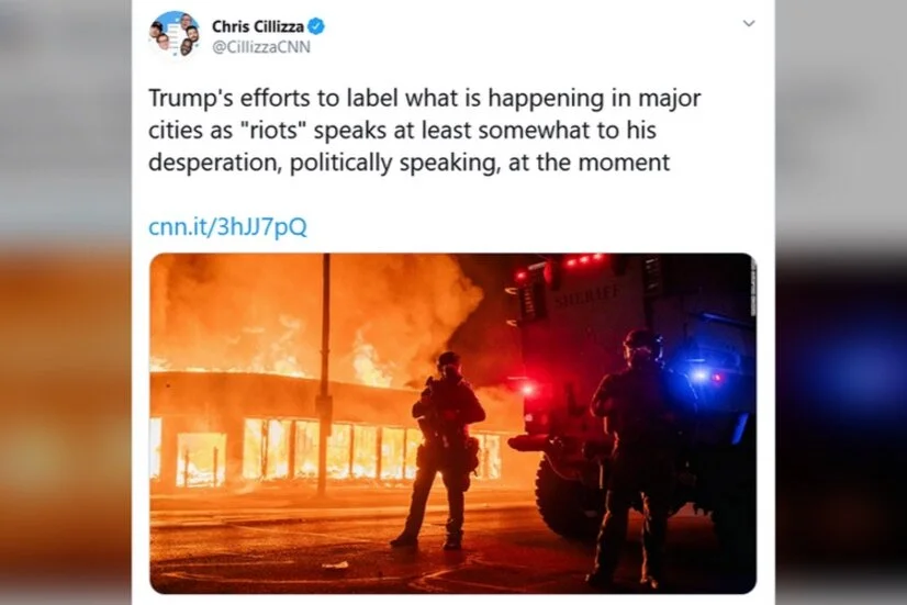 CNN Editor-At-Large Calls Trump's 'Riot' Labeling Desperate, Uses Photo Of Riot For Article