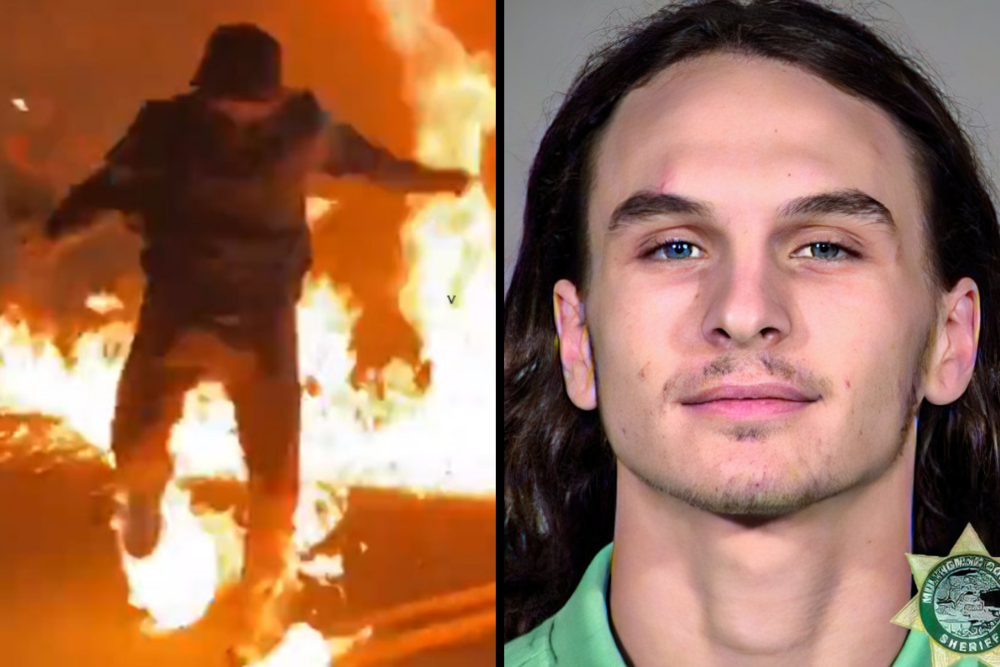 Antifa rioter convicted on felony arson charges after throwing IED at police officer, setting Portland PD on fire