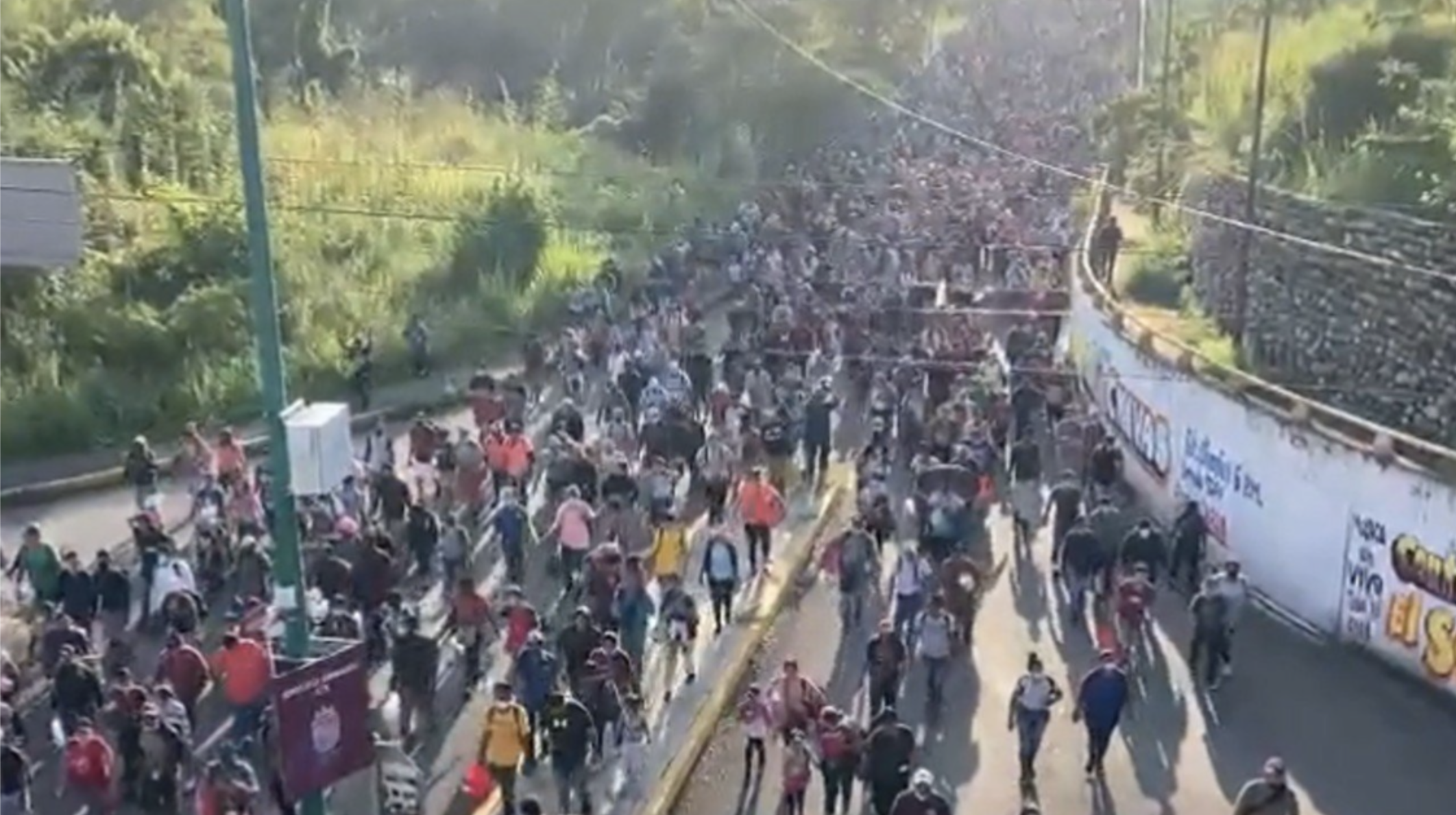 WATCH: video shows another migrant caravan from Central America heading for U.S.