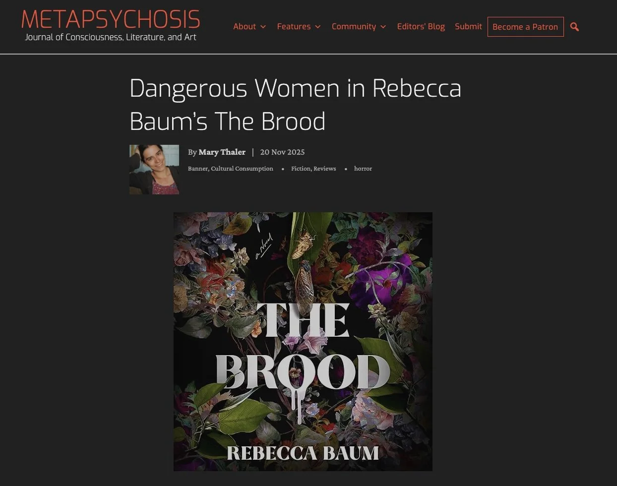 Dangerous Women in Rebecca Baum’s The Brood (Review)
