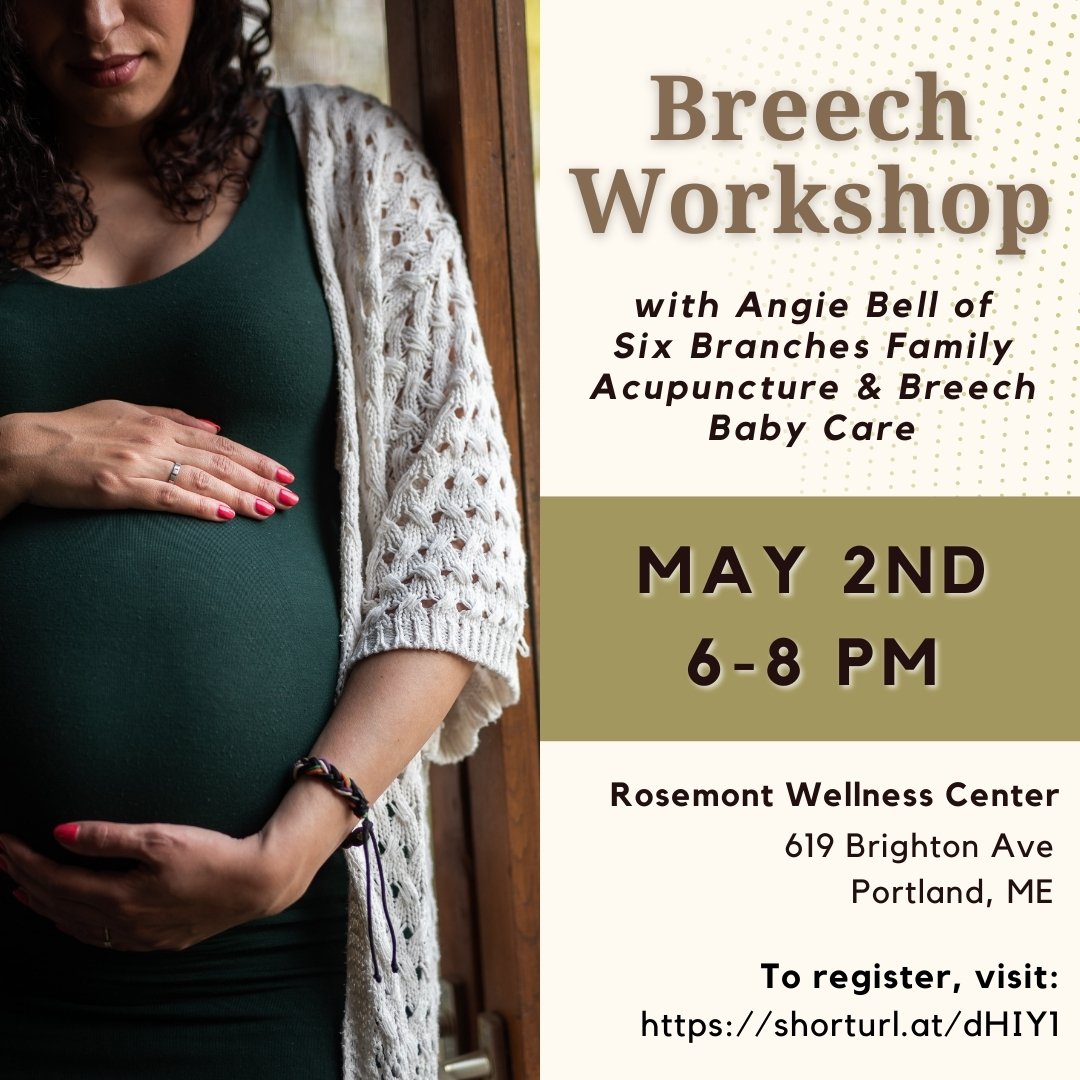 We are super excited about this Breech workshop coming up on May 2nd at @rosemontwellness! If you know someone who has just found out their baby is in a breech position, please share this post with them! 

In this 2-hour workshop, Angela Bell L.Ac., 