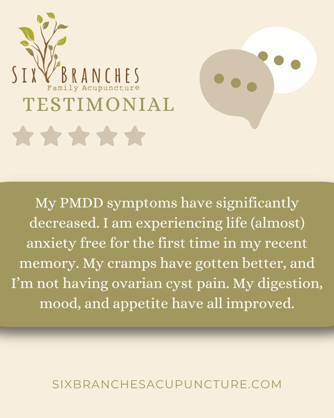 🎉 We love what we do and how much it improves our patients' ability to function and quality of life! 🎉

The patient testimonial in the image reads: &quot;My PMDD symptoms have significantly decreased. I am experiencing life (almost) anxiety free fo
