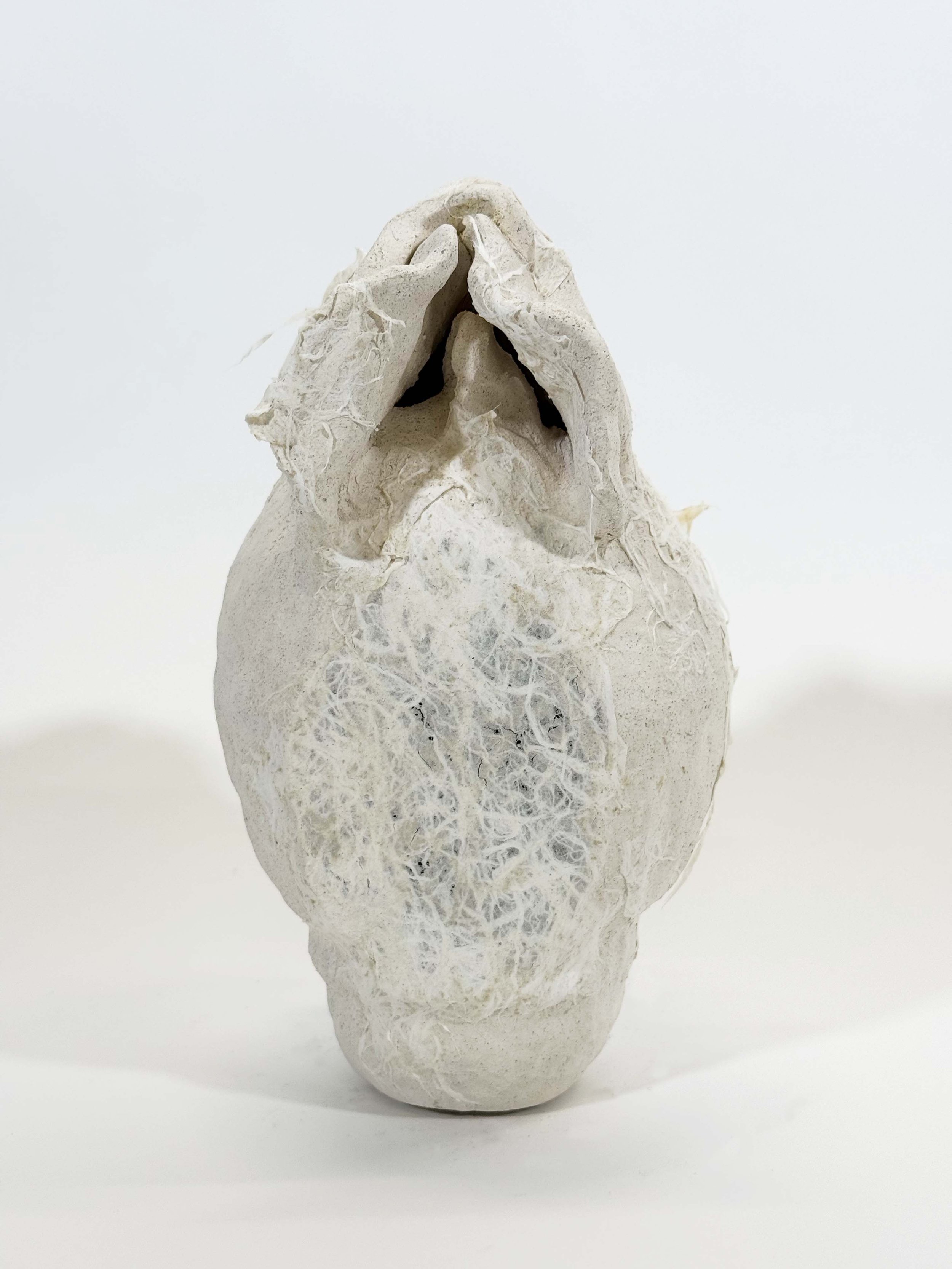 Untitled, Stoneware Clay, Shell and Handmade Paper, 11.25 x 5.25 x 6.75 in, 2025.