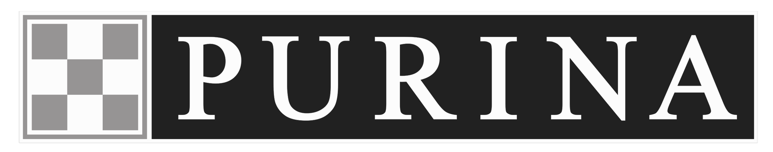 Purina logo featuring red and white checkerboard pattern.