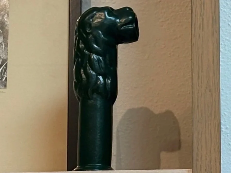 Vintage Metal Lion Spigot, Green