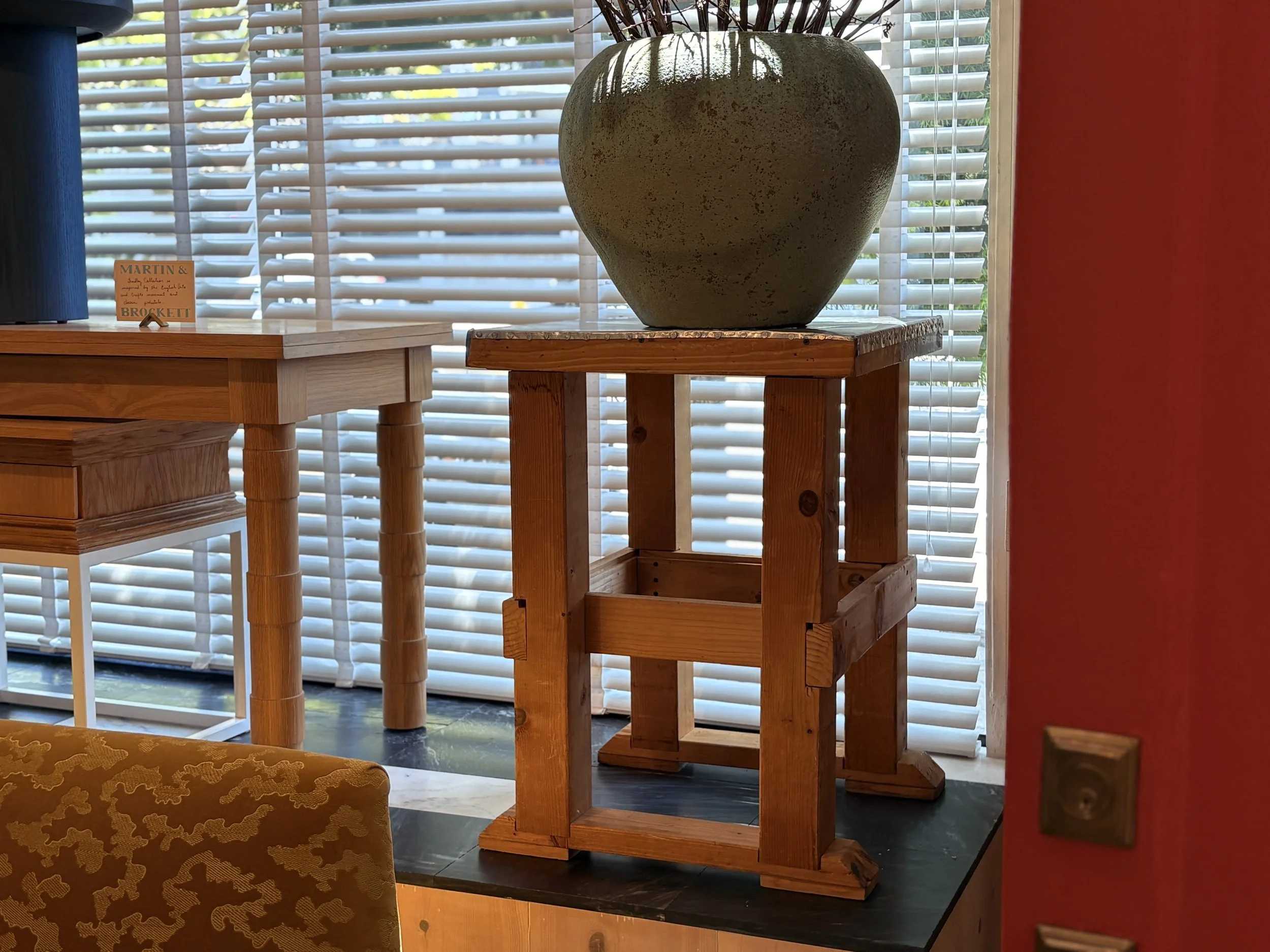 Wood Plank Side Table, Metal Top