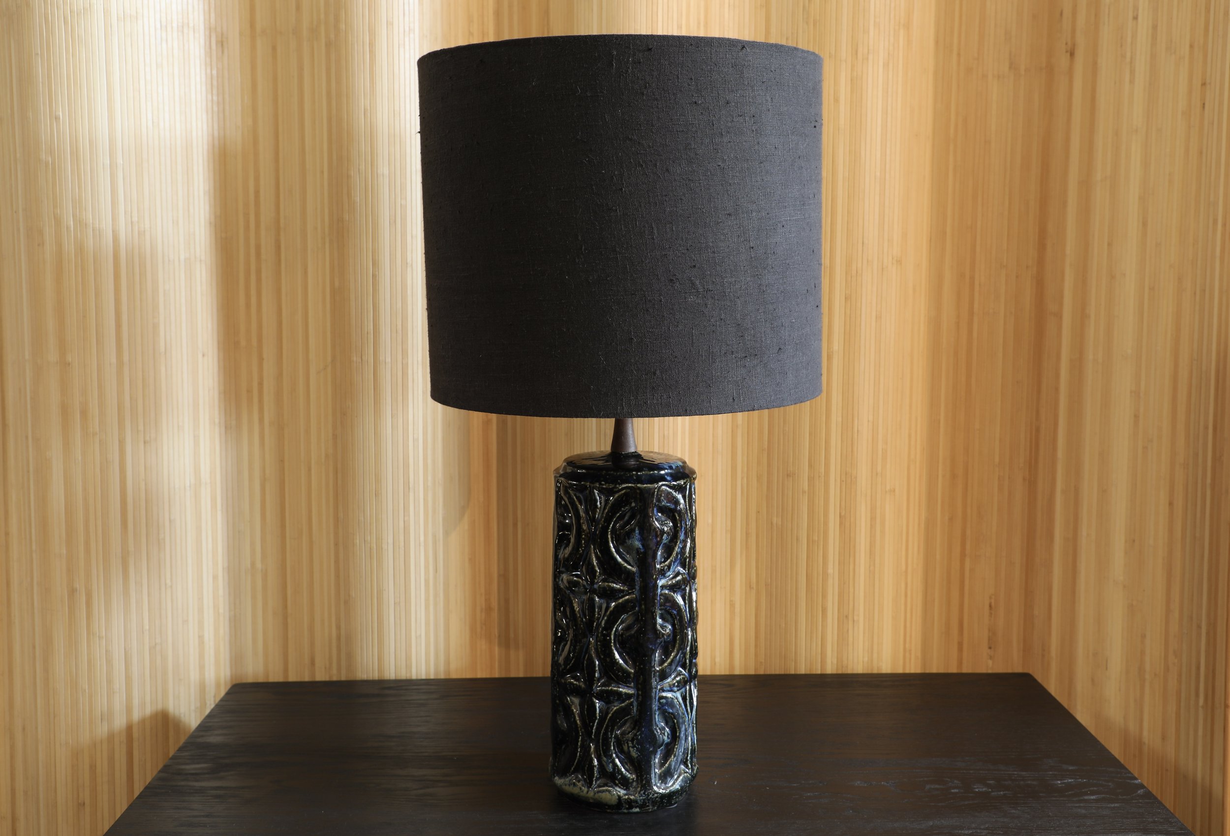 lamp, glazed lamp, black lamp, vintage lamp, desk lamp, reading light, lighting, library, study, desk, living room, bedroom, interior, interior design, design, home decor