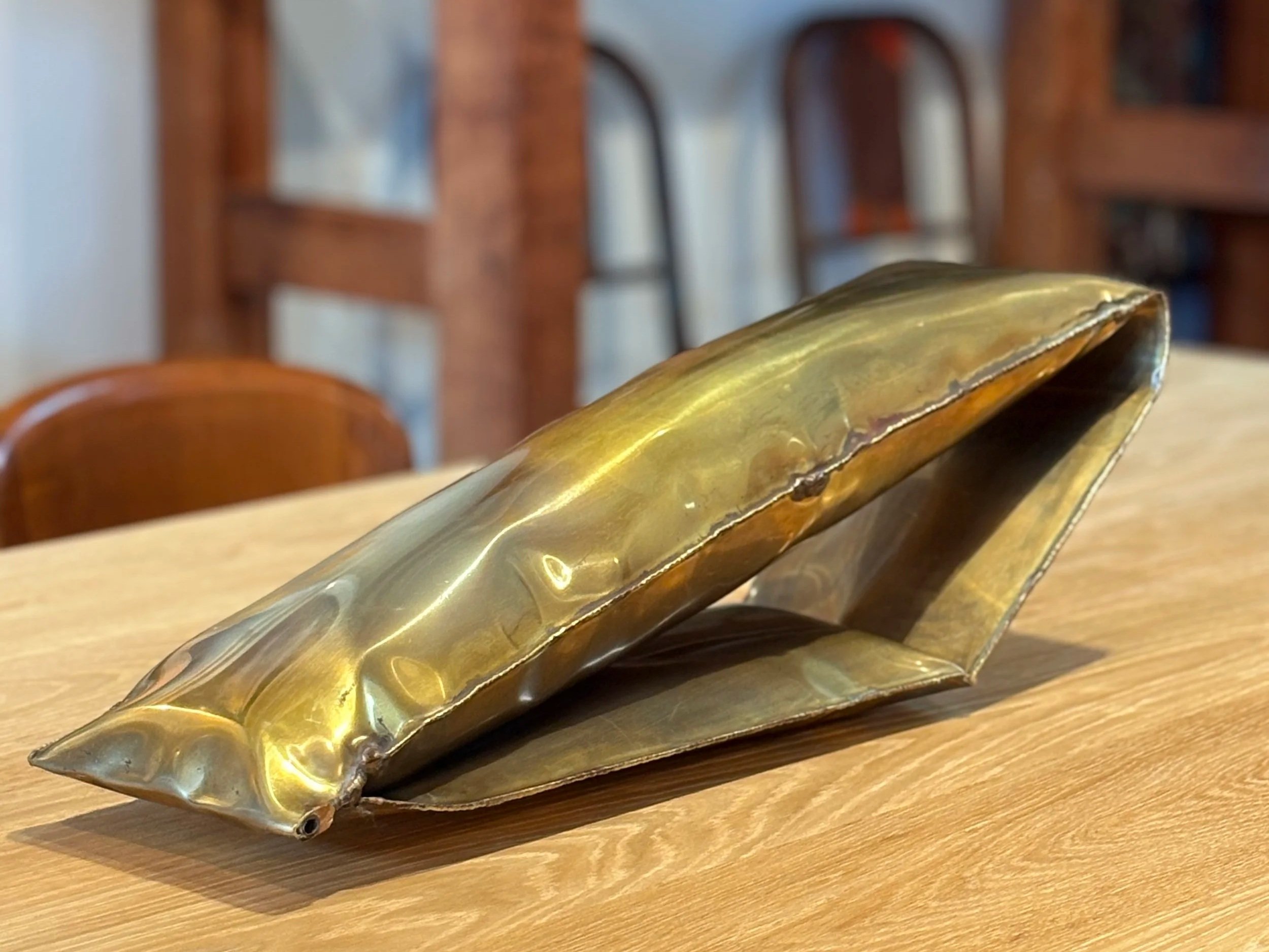 Metal Pillow Brass Sculpture and wall hanging