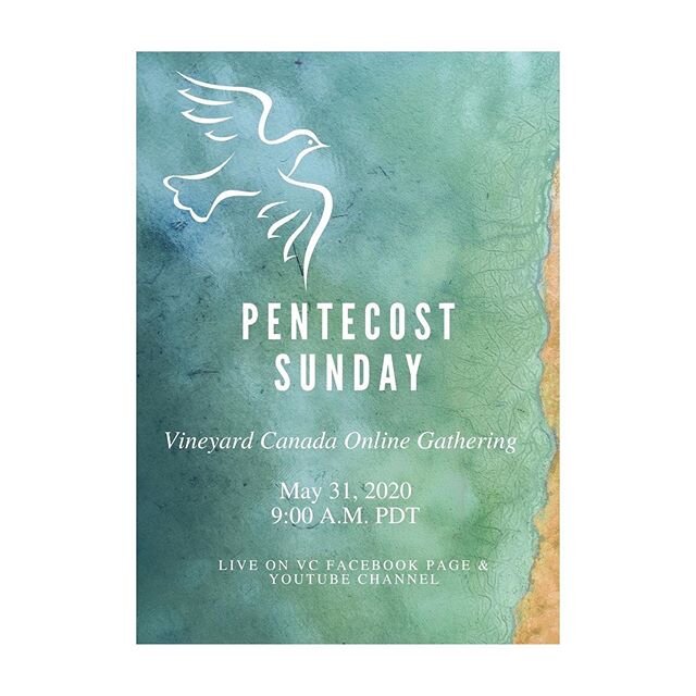 This Sunday we will be joining Vineyards across the country for Pentecost Sunday! Please join us at 9am. You can find more info on our facebook page or on vineyard.ca ❤️