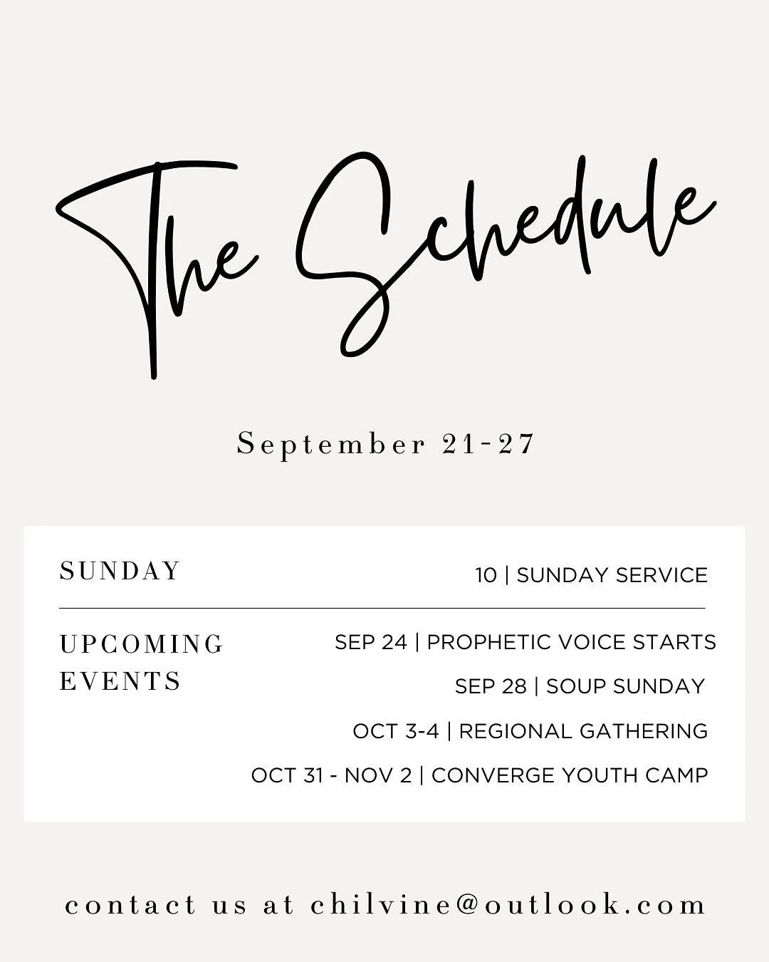 Join us this Sunday at 9:30 for coffee and time to visit. Our service starts at 10 and Megan will be sharing episode 2 in our &ldquo;Faith is Rest&rdquo; series.
There is a &ldquo;Prophetic Voice&rdquo; 10 week course starting in Abbotsford every oth