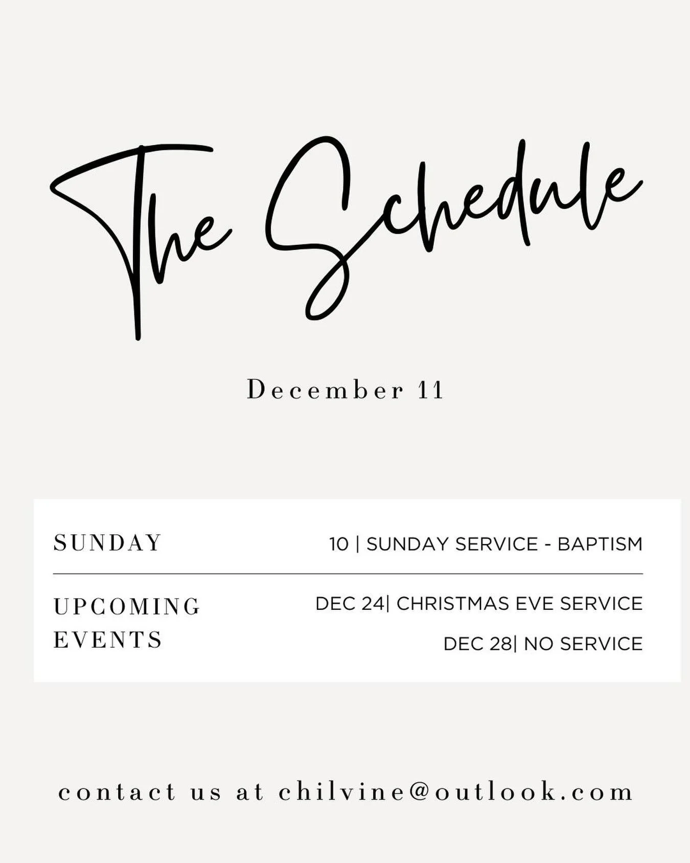 Join us this Sunday at 9:30 for coffee and time to visit. Our service starts at 10 and Heidi will be doing another family style service for our third Advent: Joy.  It&rsquo;s also a Baptism Service December so email or talk to Megan to sign up!

Mark