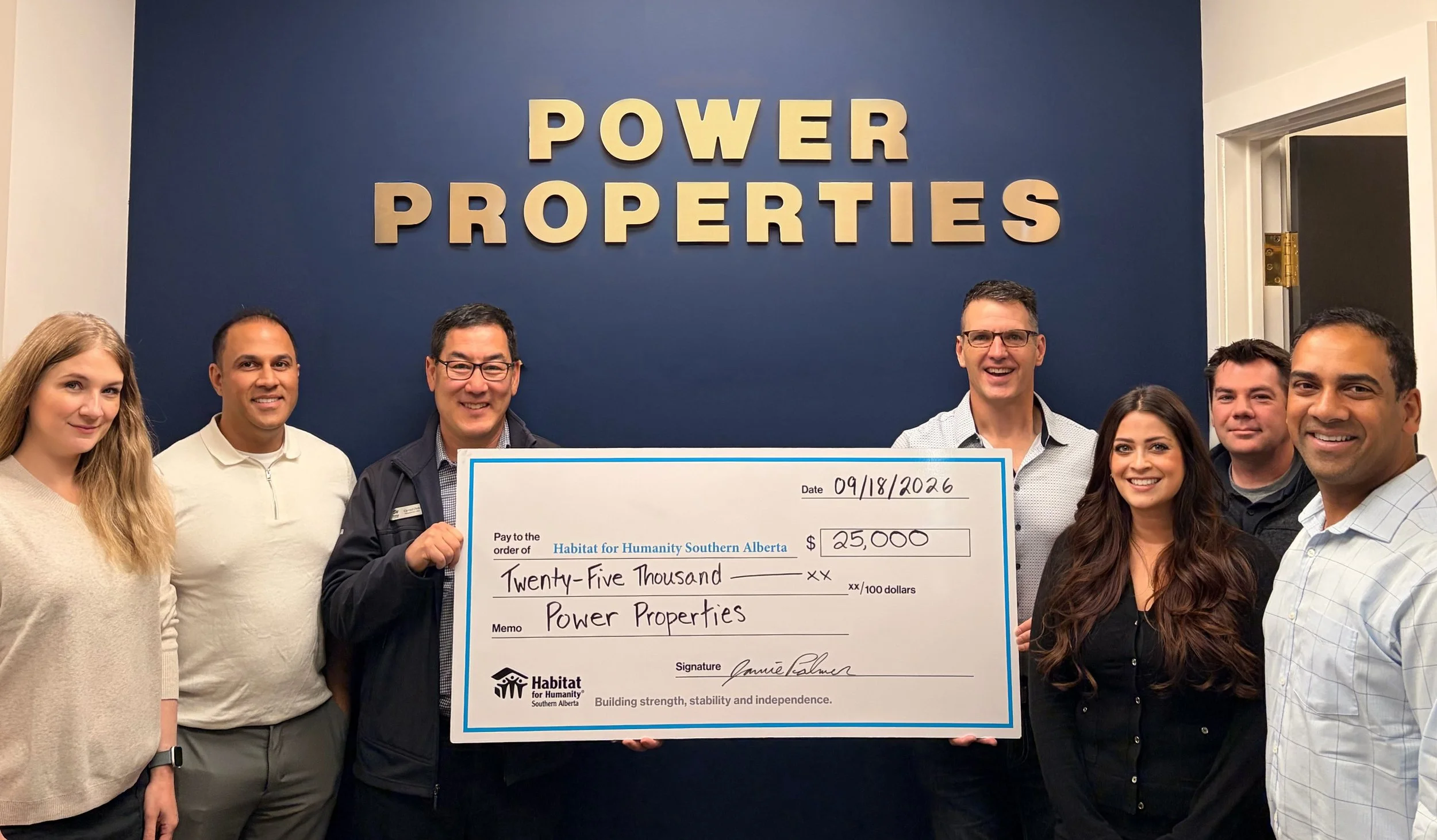 09/11/26 Power Properties donating $25,000 to Habitat for Humanity Southern Alberta