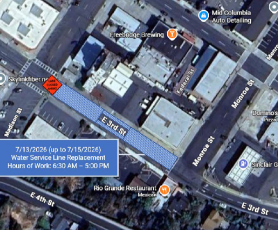 Reminder – E 3 rd St. Water Service Replacement