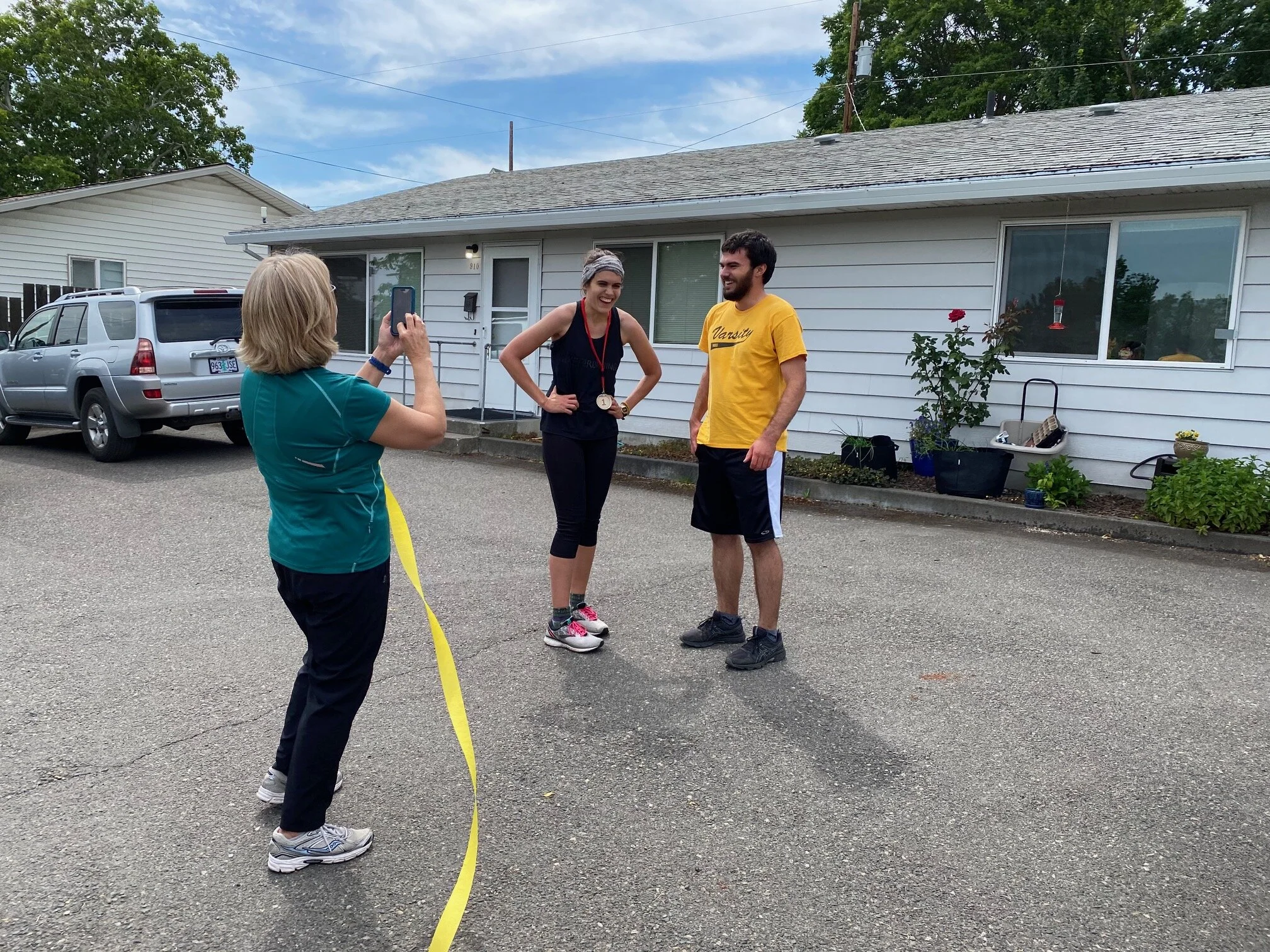 Homemade marathon: Jill Pearson finishes in 4 hours 39 minutes. 