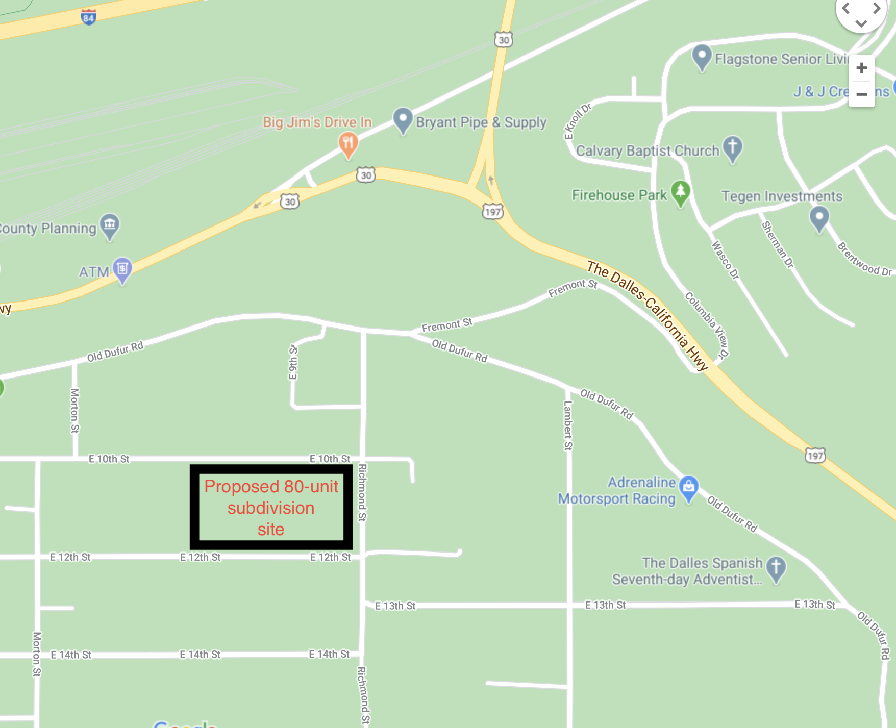 Proposed location for Legacy Development’s high-density subdivision called “The Grove.”
